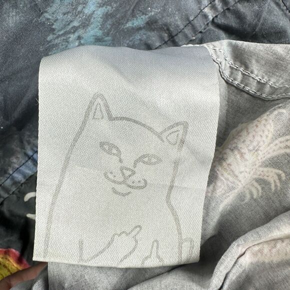 Ripndip Scuba Nerm Shirt Mens L Gray Cat Ocean Beach Surf Skater Street Button* - Picture 12 of 12